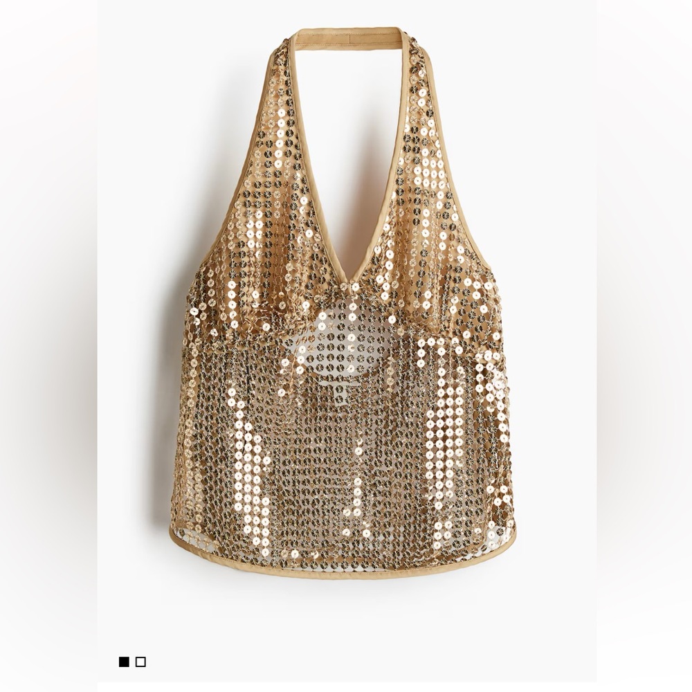 H&M Gold Sequin Halter Top NWT